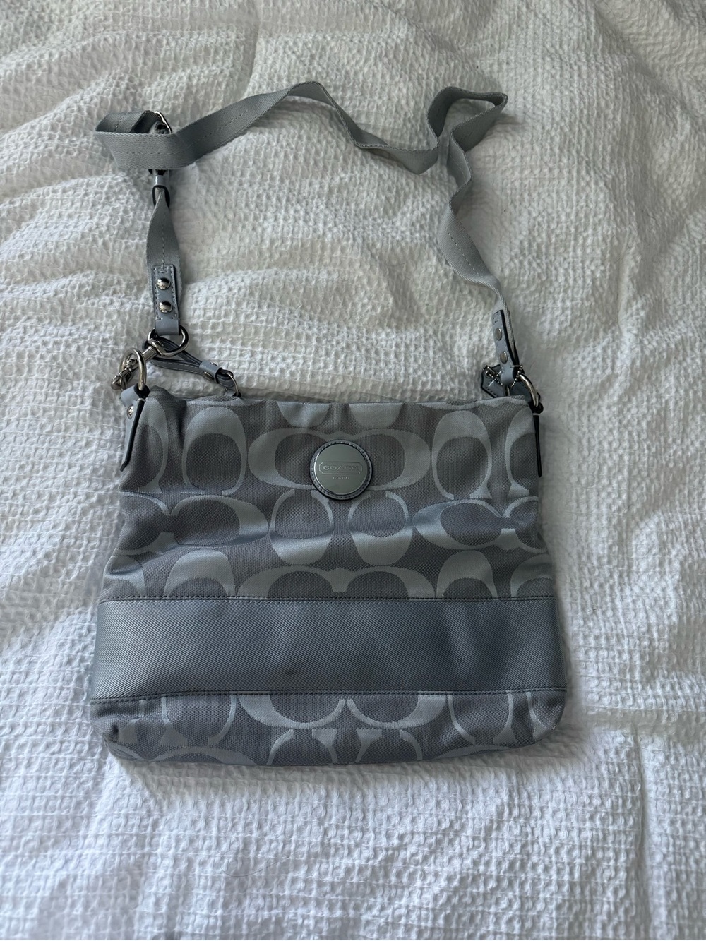 Coach Gray Signature Crossbody Bag with Adjustable Strap